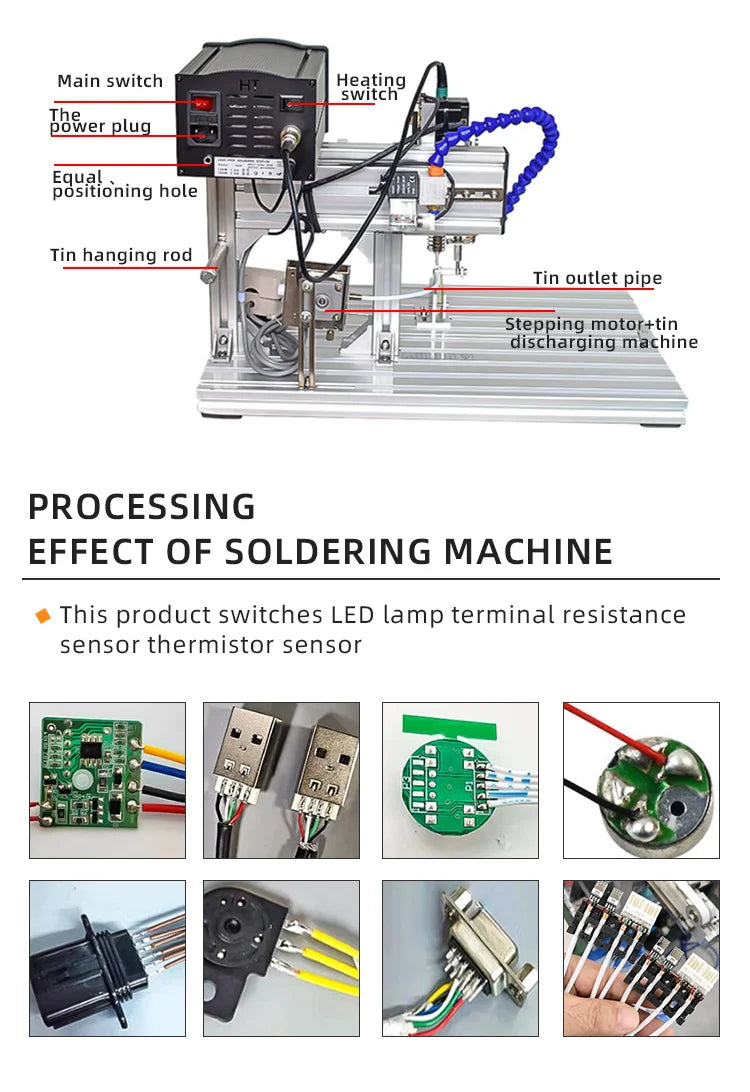 CE Semi-automatic Soldering Machine USB Connector Equipment Electrical Cables USB Wire Making Tin PCB/LED/Robot Welding Machine