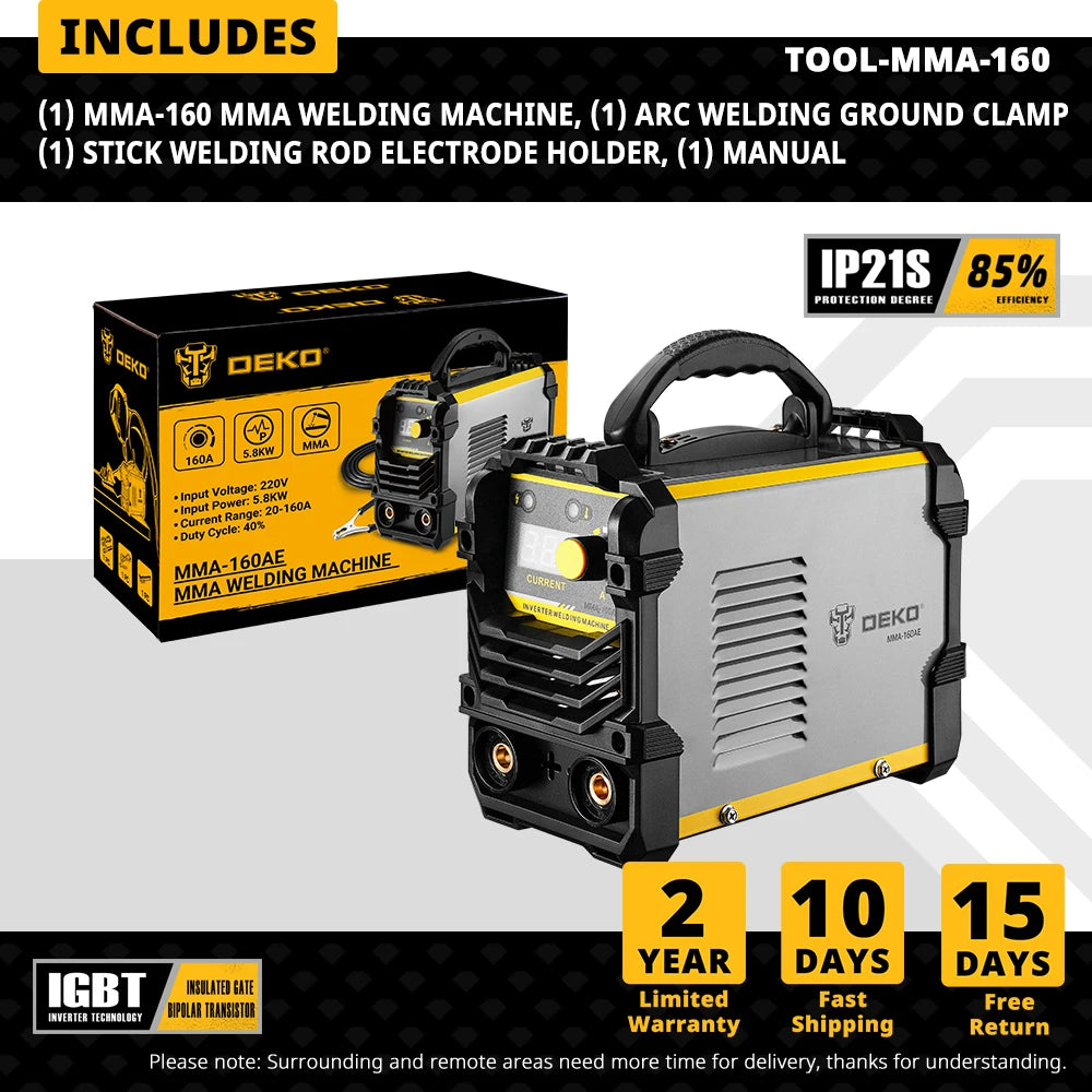 DEKO MMA Series  160/200 Amp Welding Working Lightweight Efficient DC Inverter ARC Welder 220V IGBT MMA Welding Machine