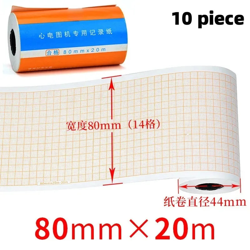 Recording Paper of Electrocardiogram ECG EKG Machine 50mm*20m/80mm*20/110mm*20m /210mm Electrocardiograph Thermal Printer Paper