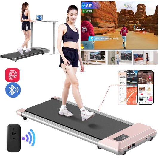 39.37inch Under Desk Treadmill 350lbs Portable Treadmills for Home/Office Walkingpad App/Remote Control LCD Screen Data Tracking