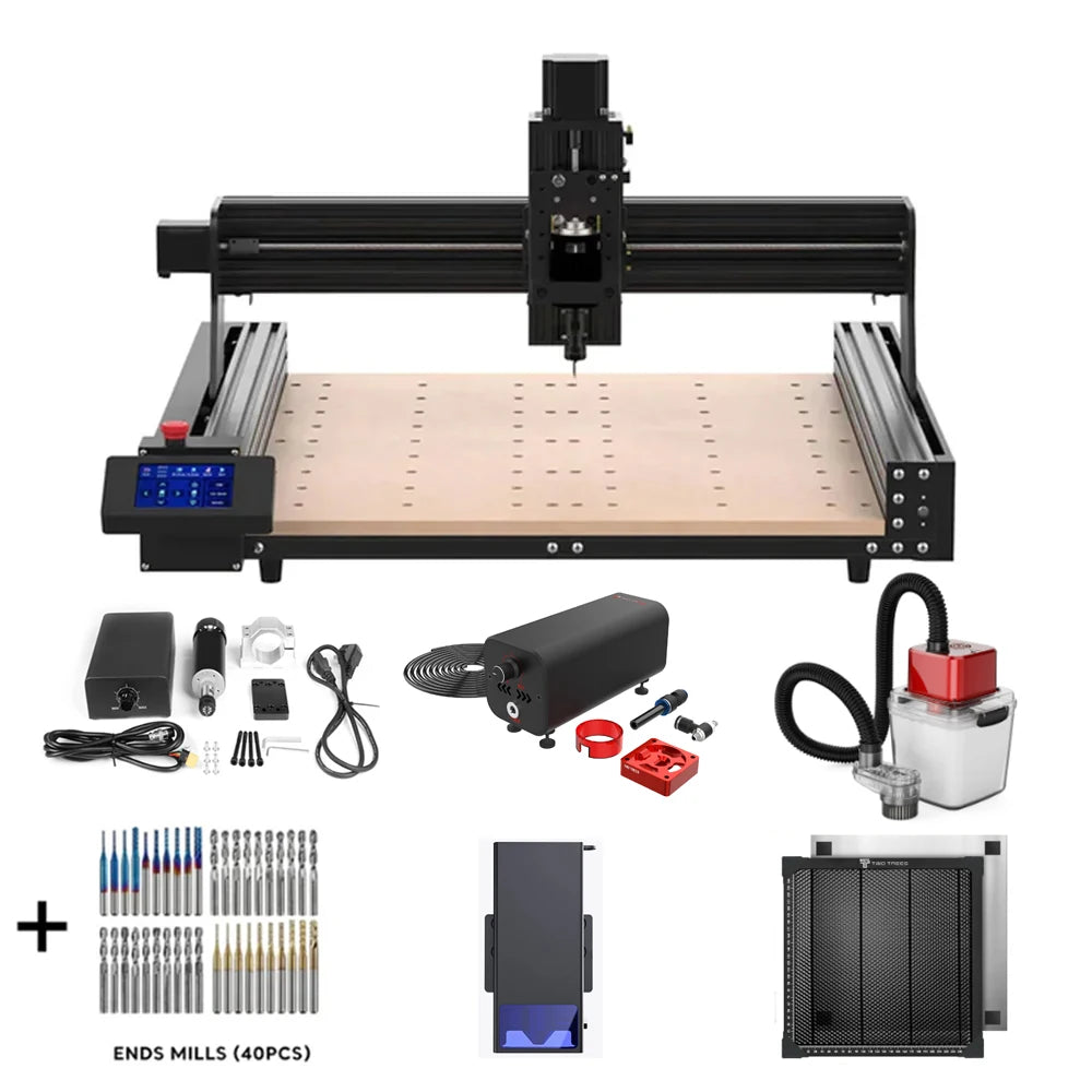 Twotrees TTC450 CNC Router Milling Cutting Machine GRBLLaser Engraver For Acrylic PCB PVC Metal Aluminum 500W Spindle Motor