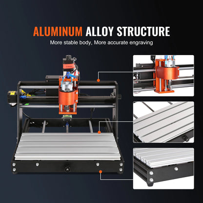 SucceBuy CNC Router Machine 3 Axis GRBL Control Wood Engraving Carving Milling Machine Kit for Wood Acrylic MDF PVC Plastic Foam