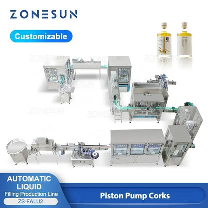 ZONESUN Custom Production Line Bottle Liquid Olive Oil Paste Filling Capping Labeling Machine Packaging Solution ZS-FALU1