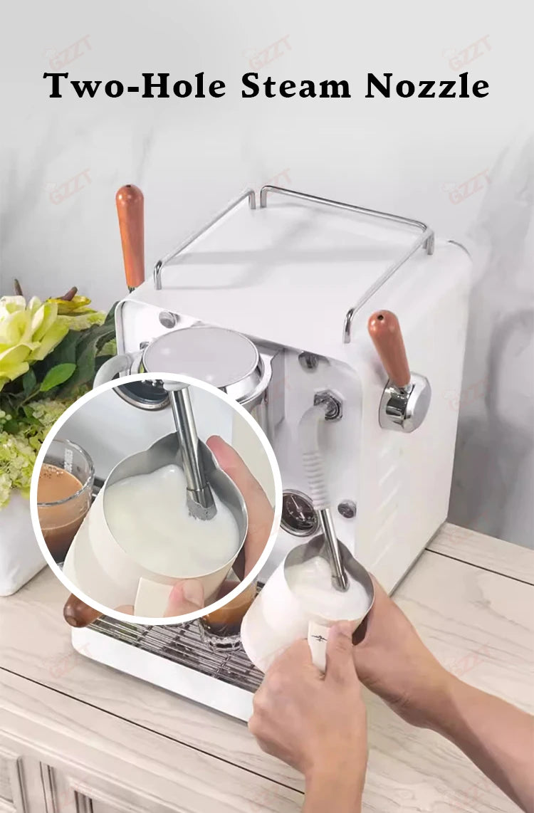 GZZT Mini Commercial Coffee Machine Semi-automatic Espresso Maker 2 Pump 2 Boiler Extract Coffee and Milk Foam at the same time