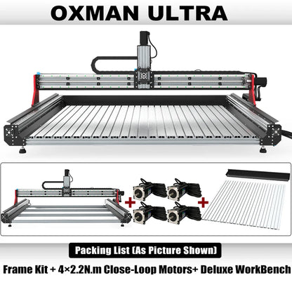 BulkMan3D OXMAN CNC Router Kit SFU1610 Ball Screw Dual Linear Rails 4-Axis Industrial Engraver for Metal Wood Acrylic Cutting