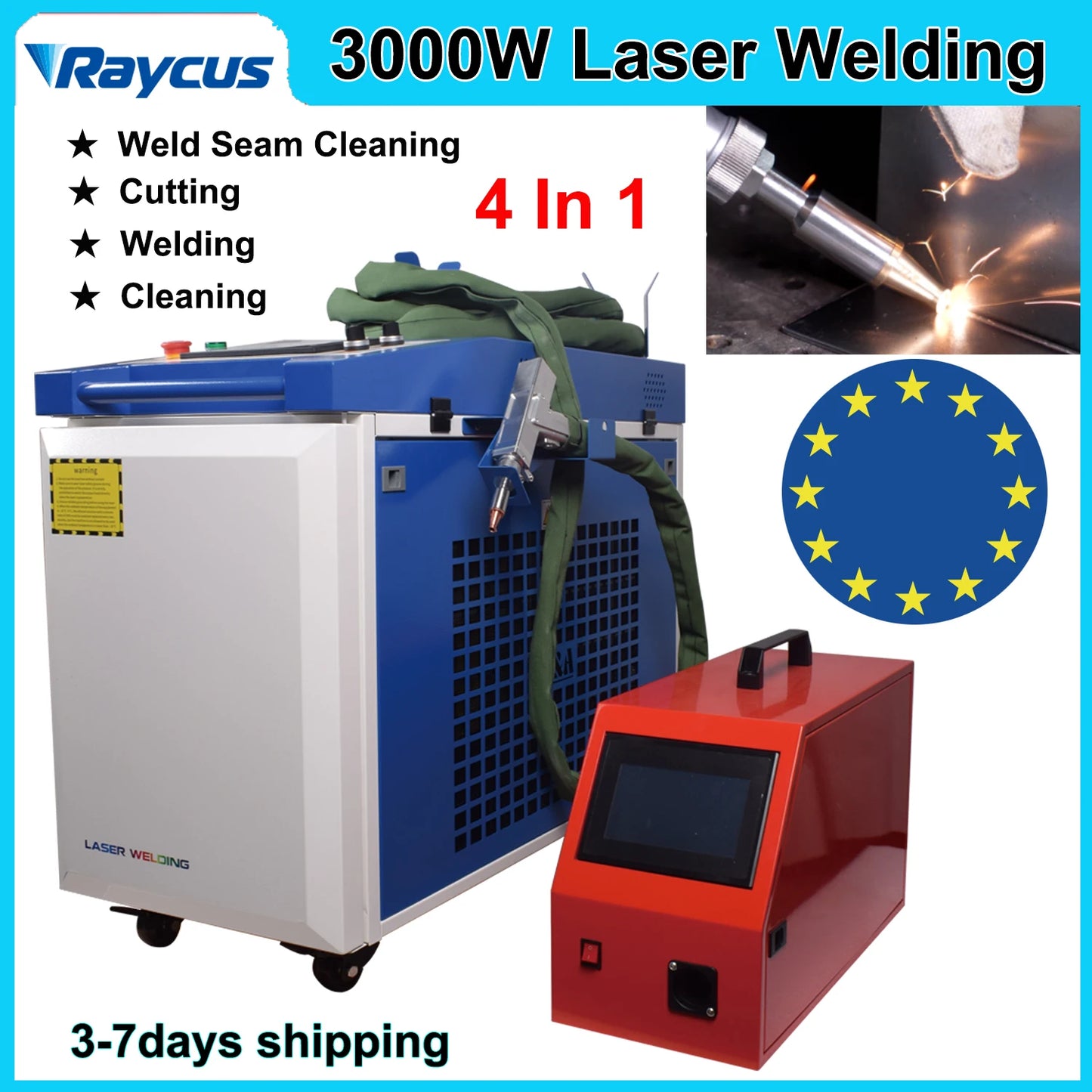 Raycus 3000W 4 in 1 Laser Welding Cleaning Cutting Soldering Machine Cleaning Machine Handheld Fiber Laser Welder For Metal
