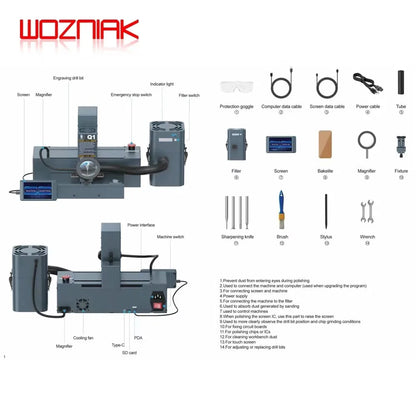XWITZEAL Q1 Smart Automatic CNC Chip Grinding Machine For iPhone 11-15PM Android Touch IC CPU Frame Polishing Phone Repair Tools