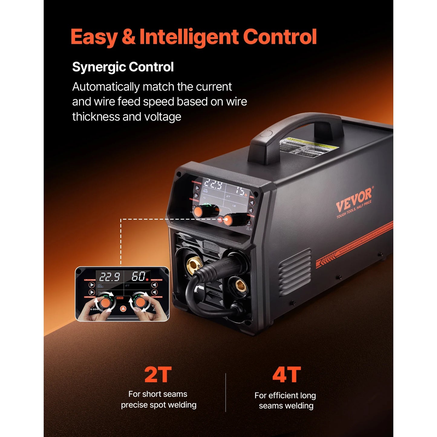 SucceBuy 5-in-1 MIG Welder 200Amp Pluse Mig Welding Machine Gas MIG/Flux Core MIG/Stick/Lift TIG/AU TIG with LCD Screen Display