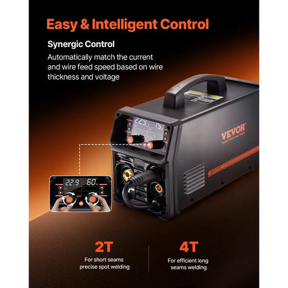 SucceBuy 5-in-1 MIG Welder 200Amp Pluse Mig Welding Machine Gas MIG/Flux Core MIG/Stick/Lift TIG/AU TIG with LCD Screen Display