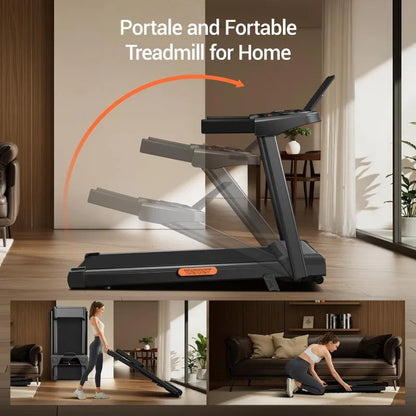 12% Incline Treadmill with Handle, 3-in-1 Portable Treadmills for Home, Foldable Treadmills with 300 Lbs Weight Capacity