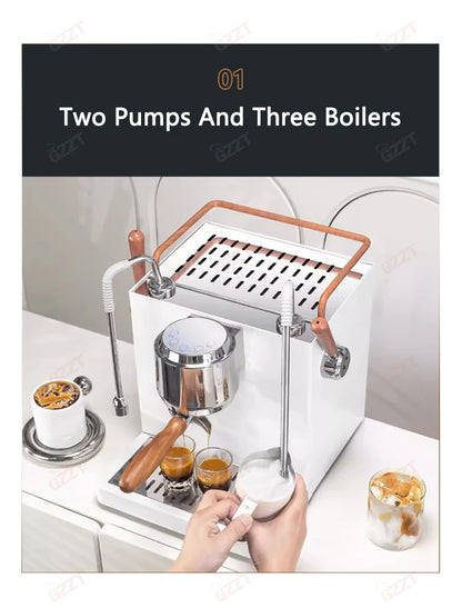 GZZT CM-D1 Semi-automatic Espresso Machine Small Commercial Coffee Machine Double Pumps and three Boilers 220V