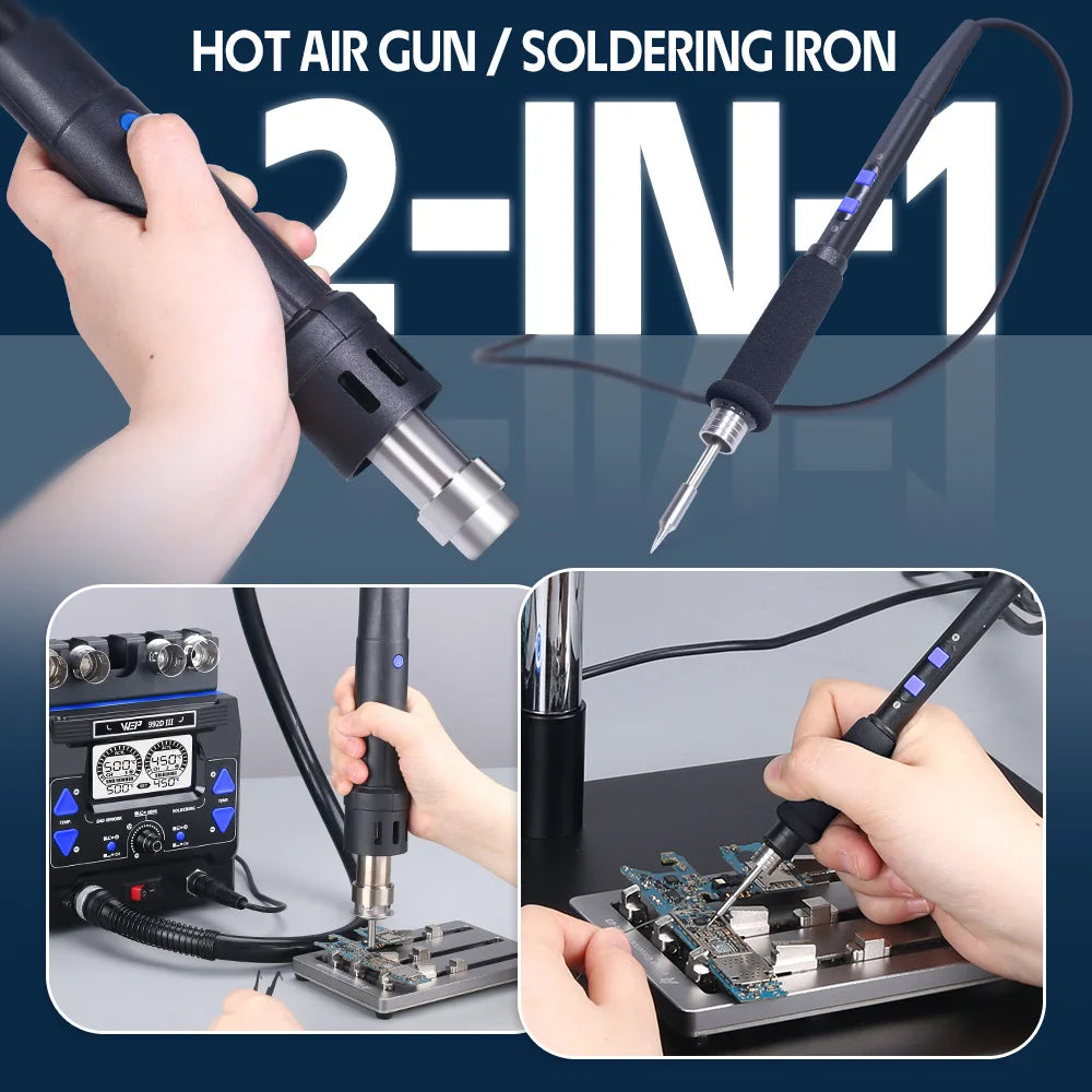 WEP 2-in-1 992D-III 1220W Hot Air Rework Station Microcomputer Digital Display C245 Soldering Iron Station Welding Repair Tool