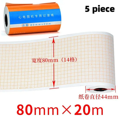 Recording Paper of Electrocardiogram ECG EKG Machine 50mm*20m/80mm*20/110mm*20m /210mm Electrocardiograph Thermal Printer Paper