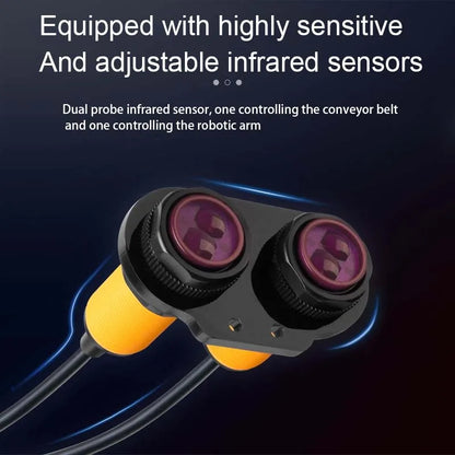 Mini Conveyor Stepper Motor Infrared Induction Belt Conveyor CW CCW Adjustable Speed Manipulator Assembly Line Scene Simulation