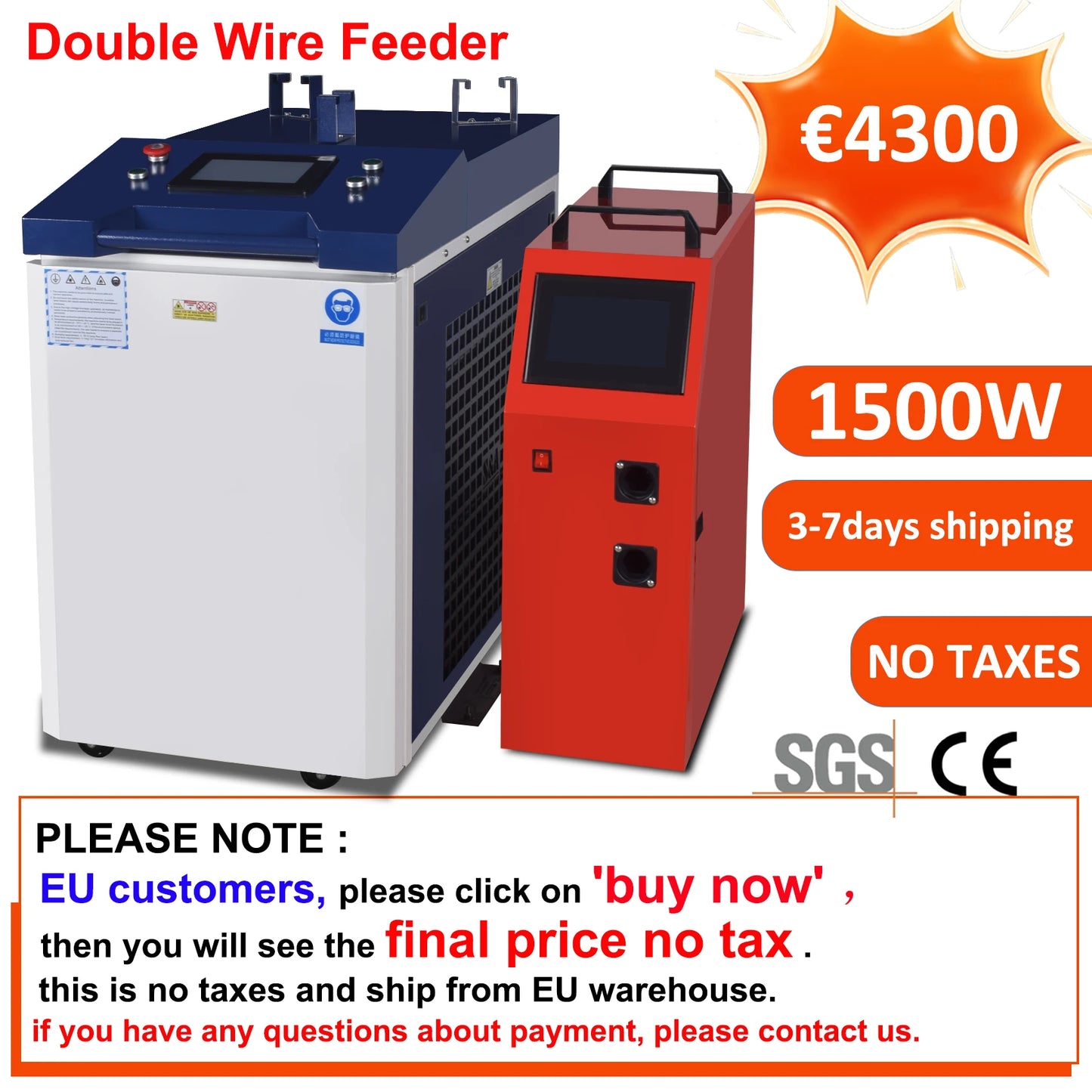 3000W 2000W 1500W Laser Welder 4 in 1 Laser Welding Cleaning Cutting Machine with Dual Wire Feeder Machine Handheld for Metal
