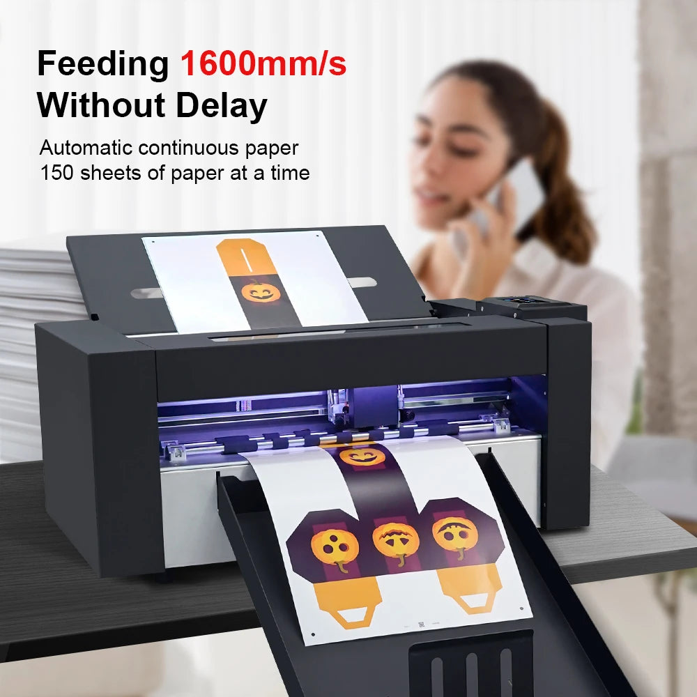 MSServo Motor A4 A3 A3+ Double Dual Head Label Sticker Cutting Machine With Automatic Digital Die Cutter Paper Box Cutting