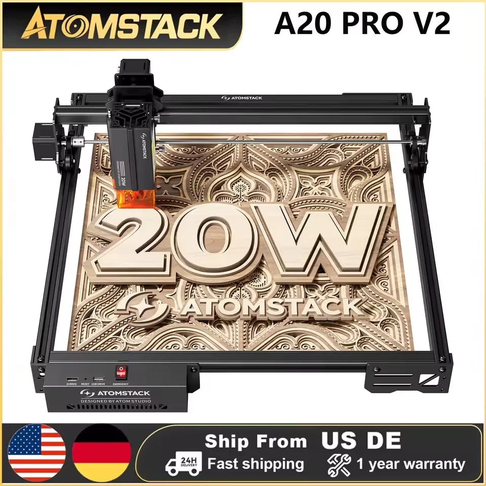 Atomstack A20 Pro V2 Laser Engraver machine Machine Quad-Laser Cutter 20W For Metal Arcylic Wood Glass Logo 400*365mm
