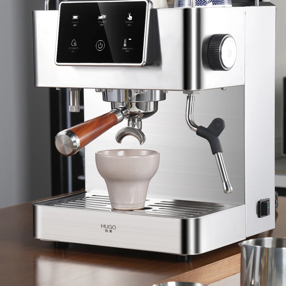 Commercial 15-Bar Semi-Automatic Espresso Coffee Maker - Large Stainless Steel Brewing Machine for Professional Cafes