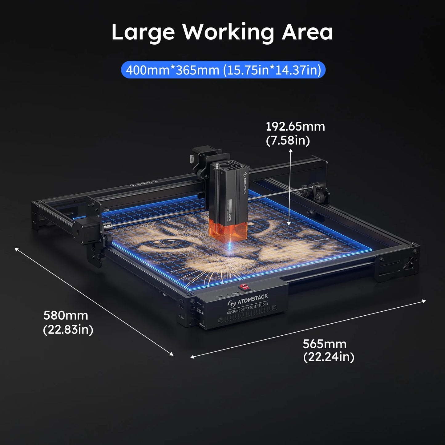 Atomstack A20 Pro V2 Laser Engraver machine Machine Quad-Laser Cutter 20W For Metal Arcylic Wood Glass Logo 400*365mm