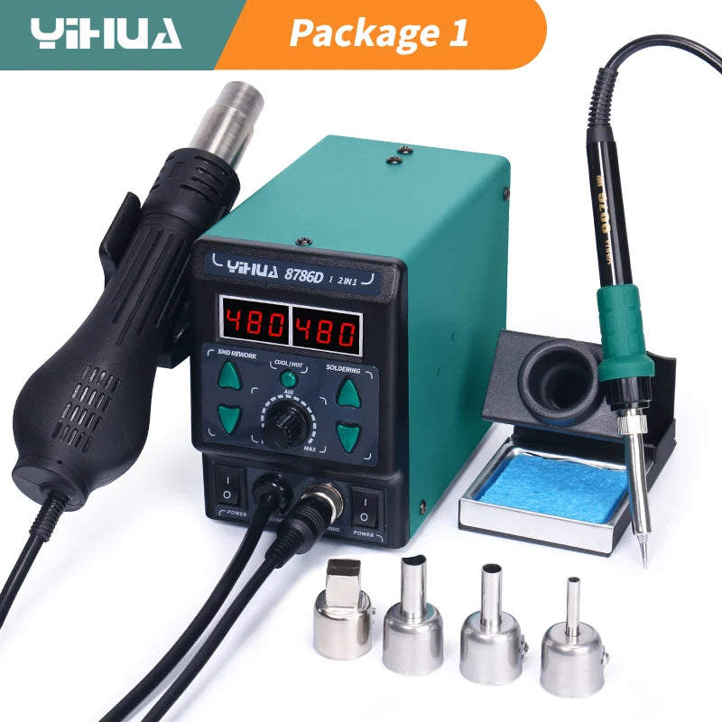 YIHUA 8786D Soldering Iron Hot Air Soldering Station DIY Digital Rework Station Phone Repair BGA SMD Solder Tool Welding Station