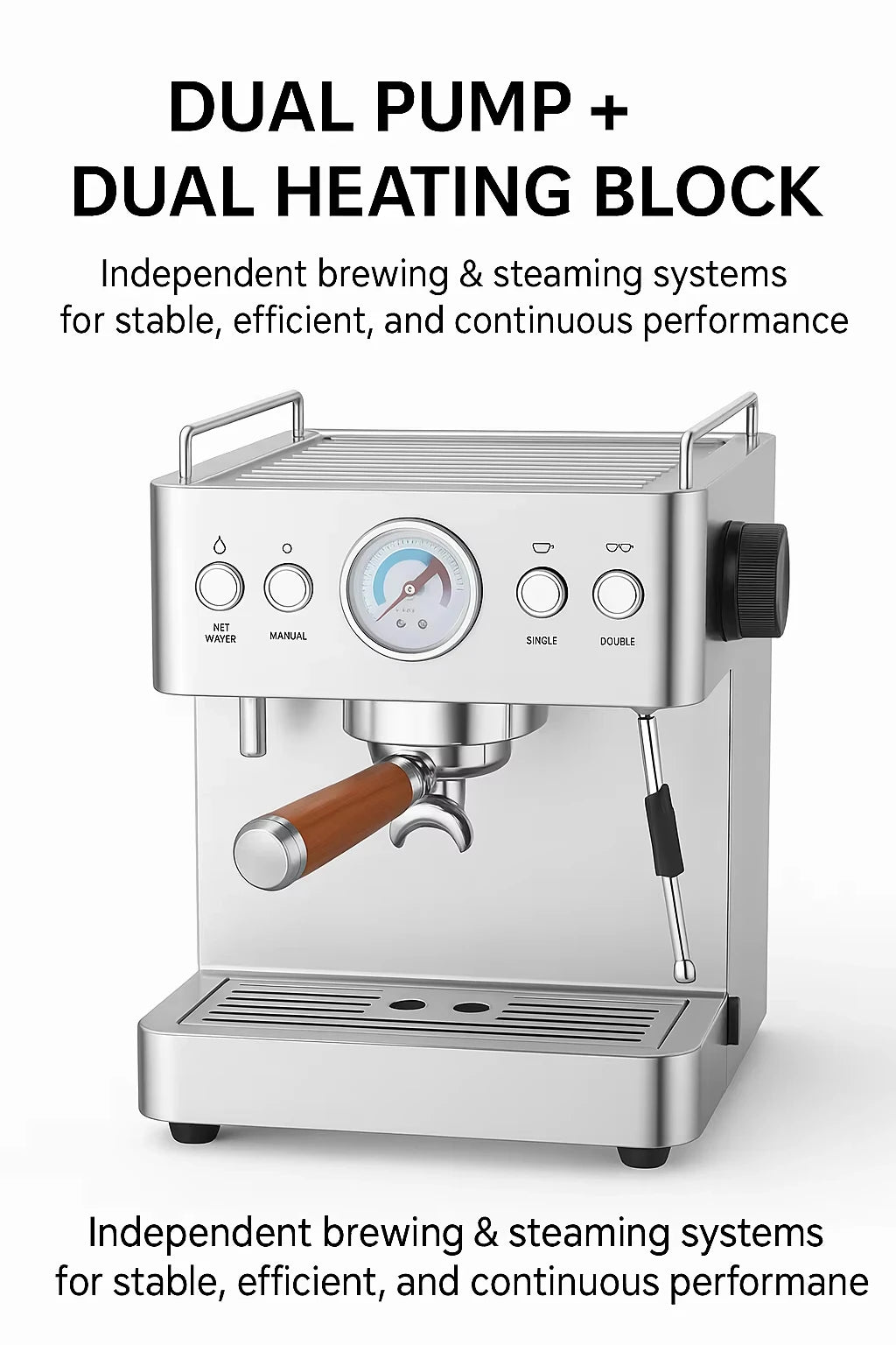 CAFOVO E002 20Bar Espresso Machine with 2 ULKA Pump 2 Boiler for Cafe and Commercial Semi-automatic Coffee Machine 220V 110V