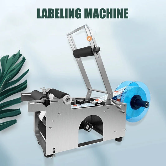 Semi-automatic labeling machine round bottle desktop labeling machine self-adhesive glass bottle small label coating machine