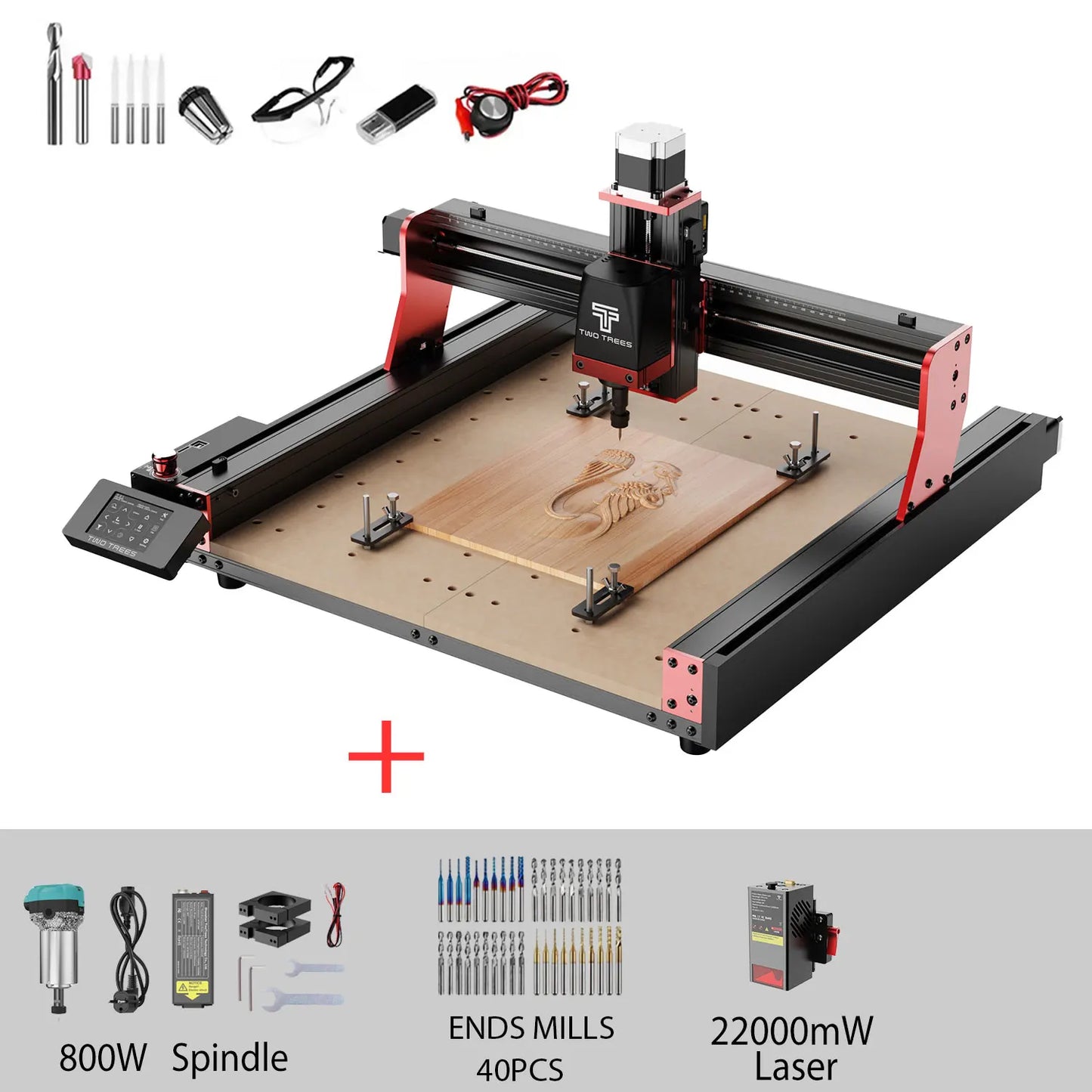 TWOTREES TTC450 Pro CNC Machine 4Axis Metal Cutting Machine For CNC Router Machine And Laser Engraving Cutting Wood GRBL Control