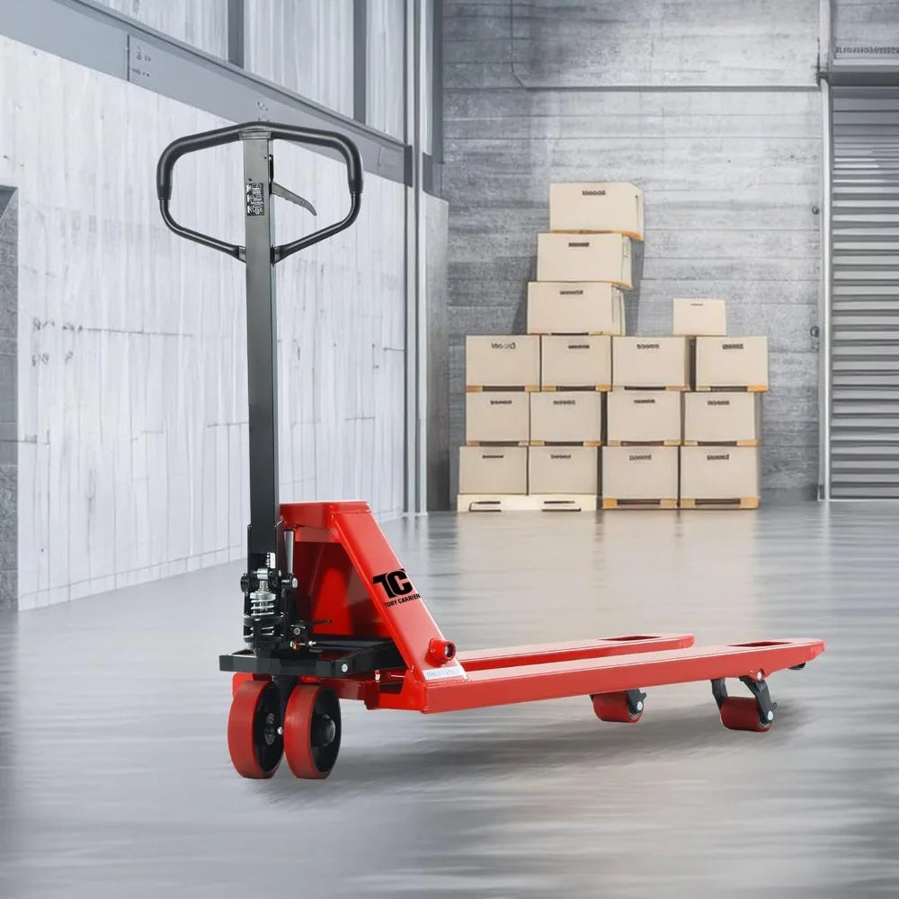 Tory Carrier Hand Pallet Jack Truck 6600 Lb. Capacity Manual Pallet Trucks 27 x 48 Forks Standard Duty Hand Pallet Jacks