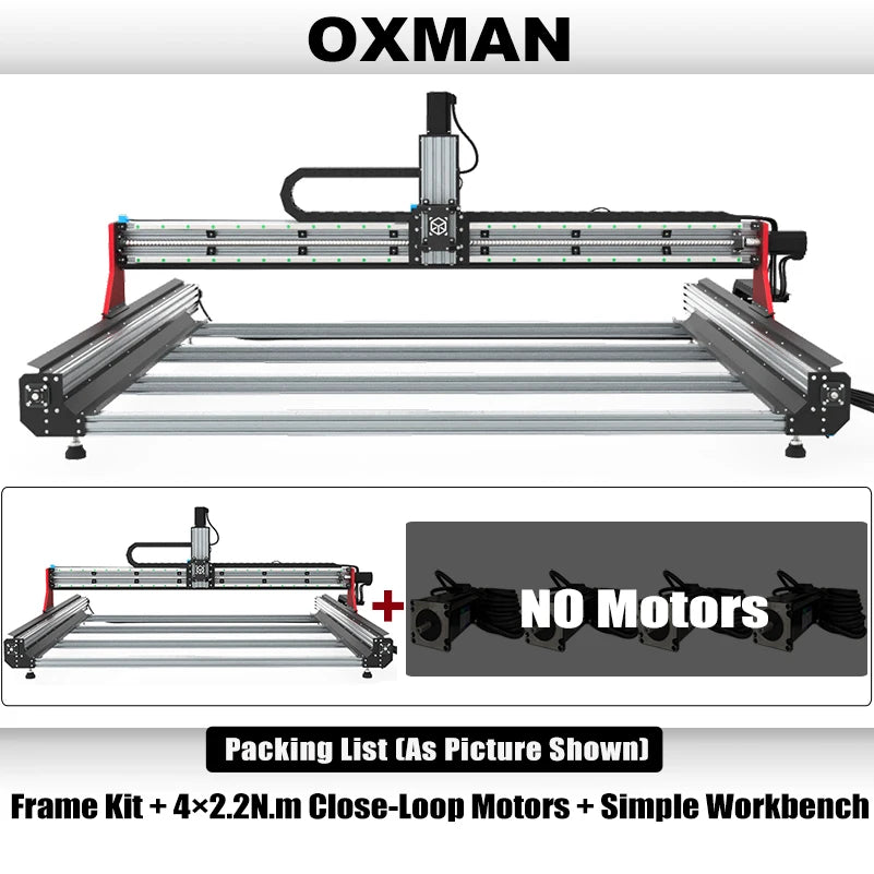 BulkMan3D OXMAN CNC Router Kit SFU1610 Ball Screw Dual Linear Rails 4-Axis Industrial Engraver for Metal Wood Acrylic Cutting