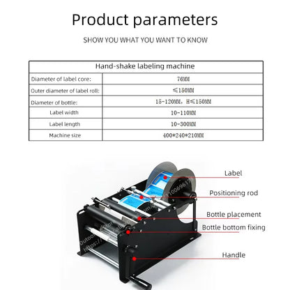Manual Label Dispenser Handheld Label Applicator Round Glass Bottle Labeling Machine for Home Craft Beer Bottles for Home Craft
