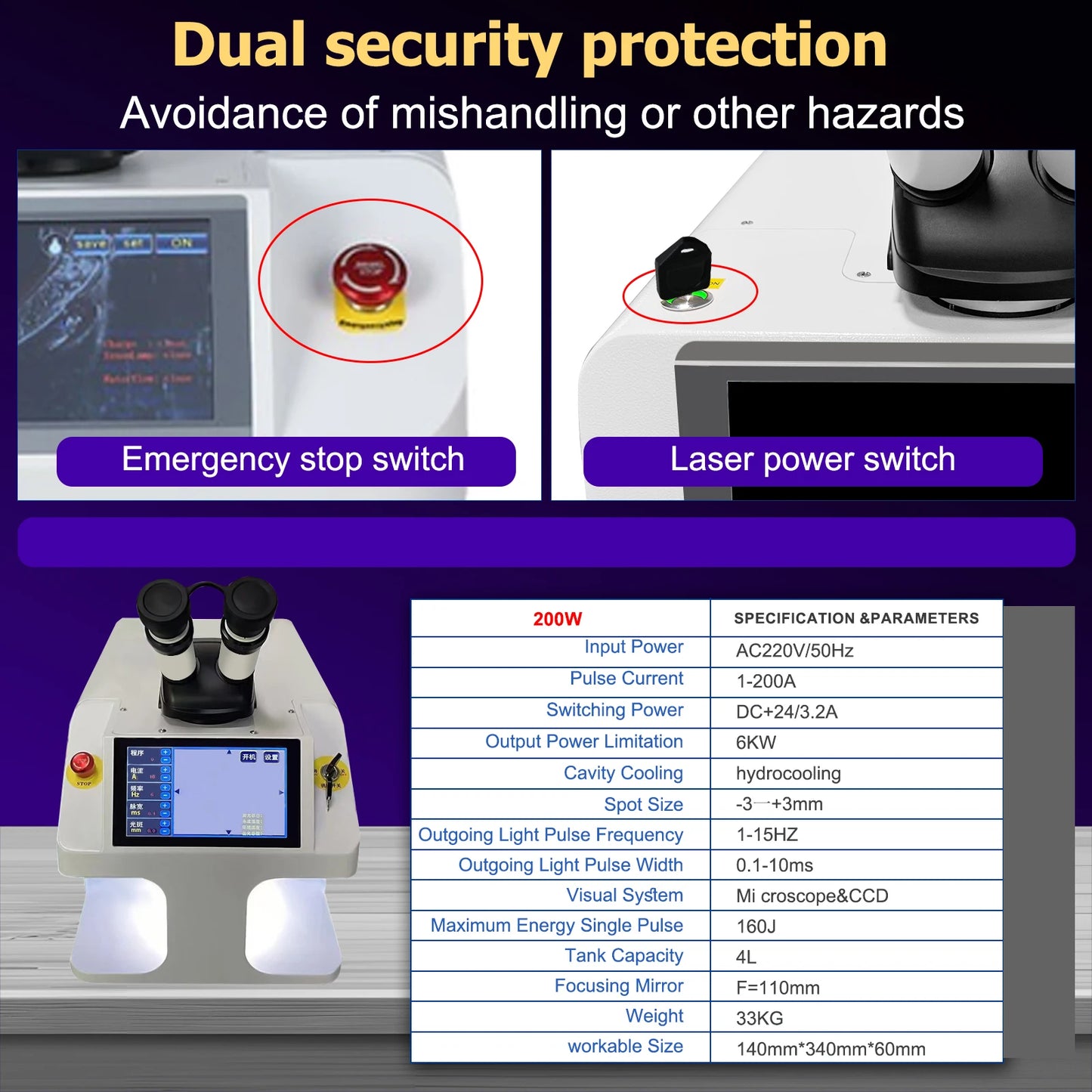 200W Jewelry Laser Spot Welder for Gold and Silver Metal Spot Soldering Machine CCD Laser Soot Welder Jewellry Laser Welding