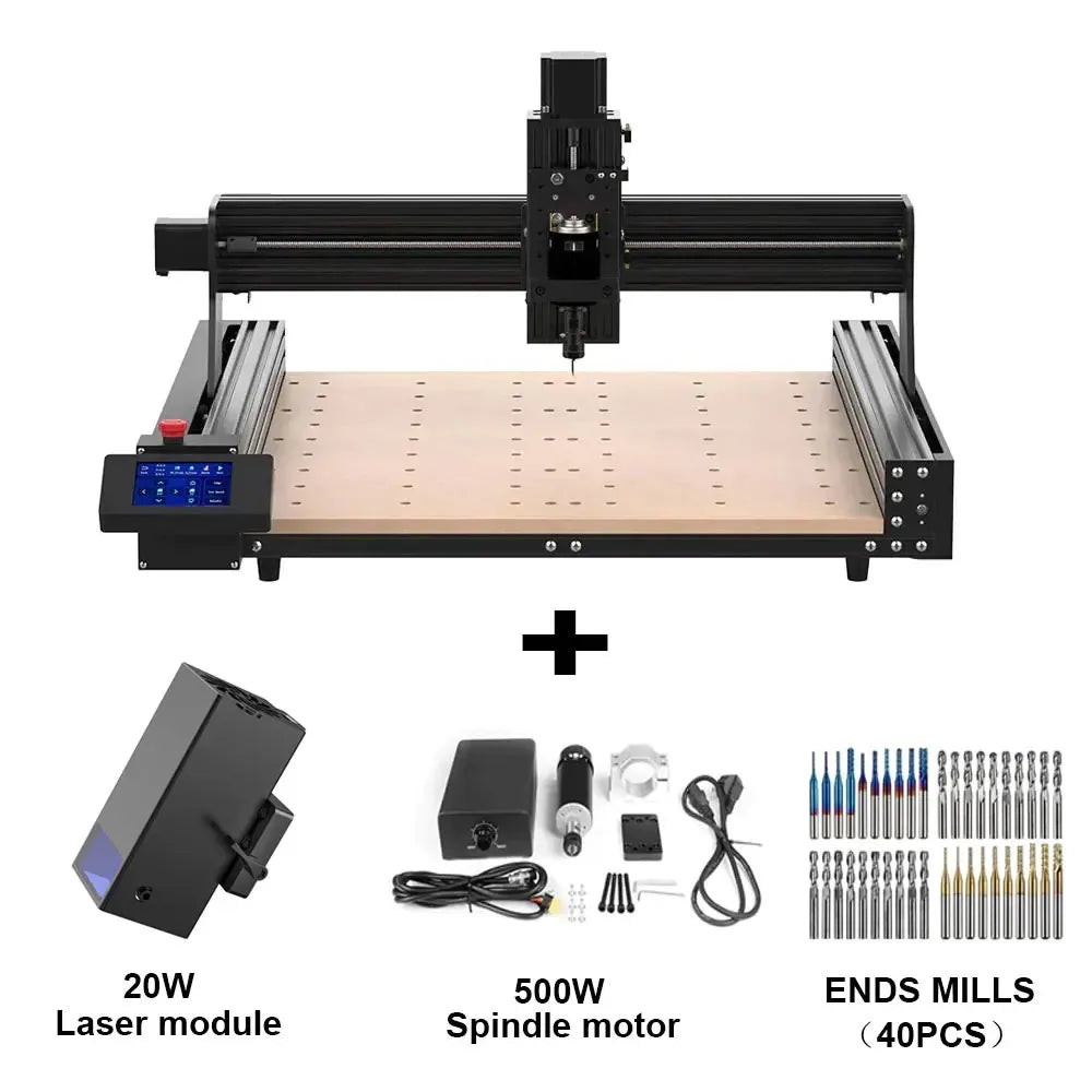 Twotrees TTC450 CNC Router Milling Cutting Machine GRBLLaser Engraver For Acrylic PCB PVC Metal Aluminum 500W Spindle Motor