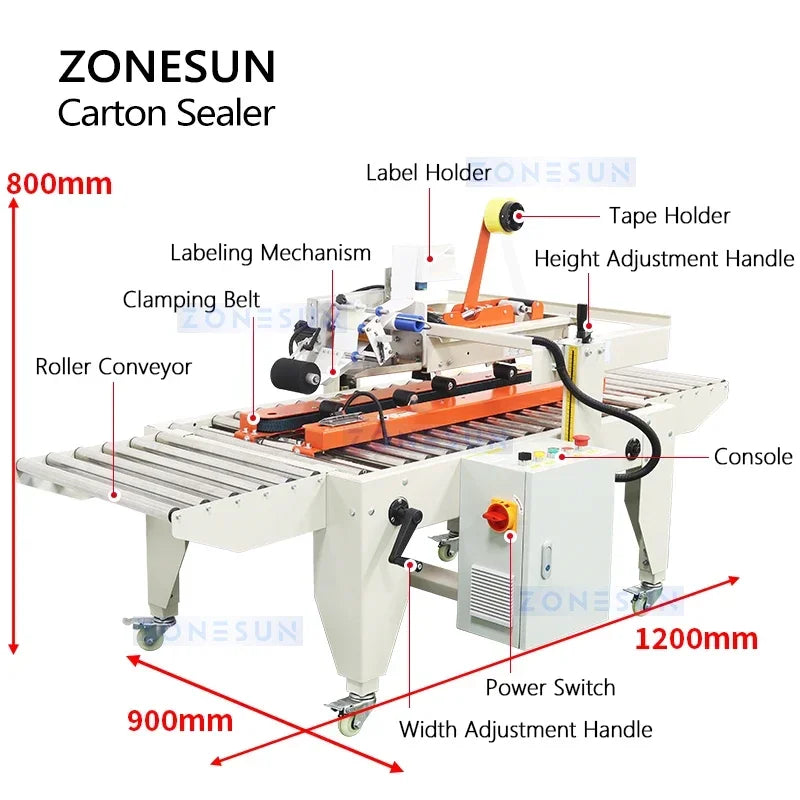 ZONESUN Automated Case Sealer Labeler System Integration production Express Parcel Sealing Product Packaging Machine ZS-FKC4650