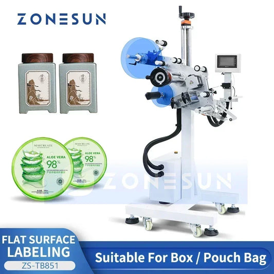 ZONESUN ZS-TB851 Automatic Flat Surface Labeling Machine Top Label Flat labeler Applicator Bags Cosmetics Equipment ZS-TB851