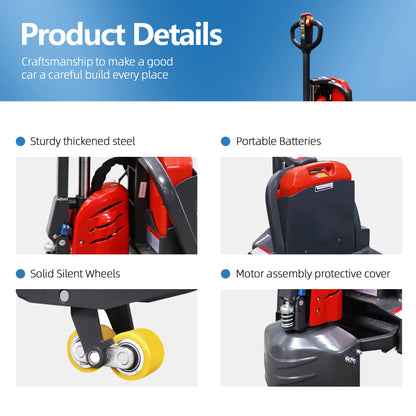 3300 lbs 4400 lbs Capacity Full Electric Pallet Jack Truck Lithium Battery Trucks Fully Powered Handling Jacks 48" x 27" Forks