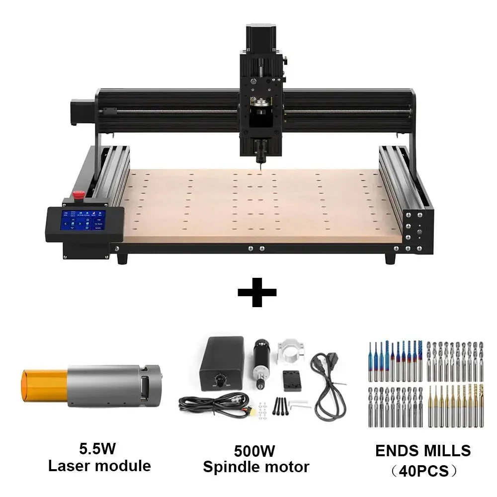 Twotrees TTC450 CNC Router Milling Cutting Machine GRBLLaser Engraver For Acrylic PCB PVC Metal Aluminum 500W Spindle Motor