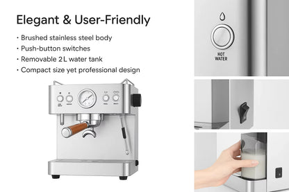 CAFOVO E002 20Bar Espresso Machine with 2 ULKA Pump 2 Boiler for Cafe and Commercial Semi-automatic Coffee Machine 220V 110V