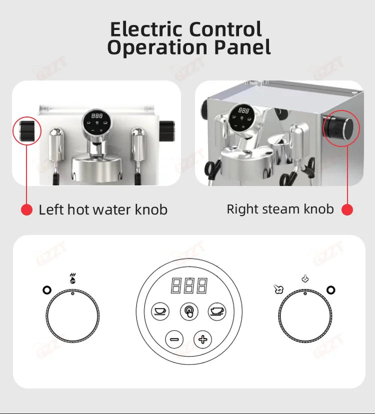 GZZT CM6005 Espresso Coffee Machine 3100W Double Pump PID Control Temperature 58mm Commercial/Home Coffee Makers 220V