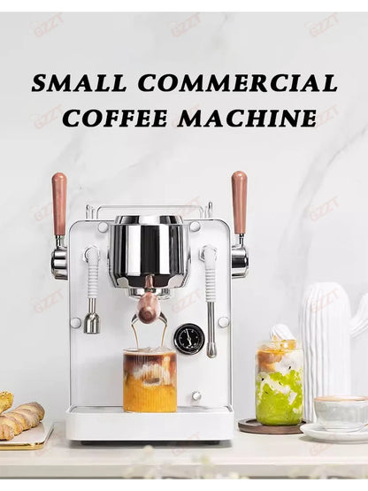 GZZT Mini Commercial Coffee Machine Semi-automatic Espresso Maker 2 Pump 2 Boiler Extract Coffee and Milk Foam at the same time