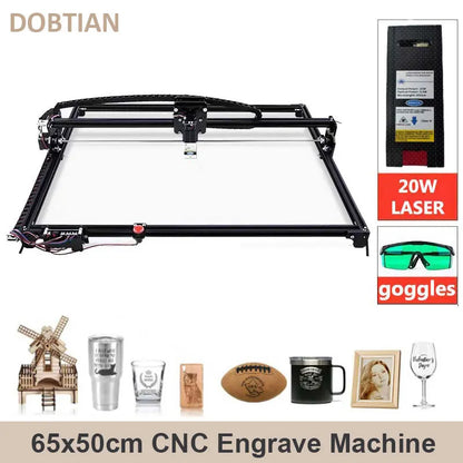 Powful Laser Engraving Machine 20W Working Area 650*500mm Assemble CNC Wood Router Cutting Printer DIY Milling Machine
