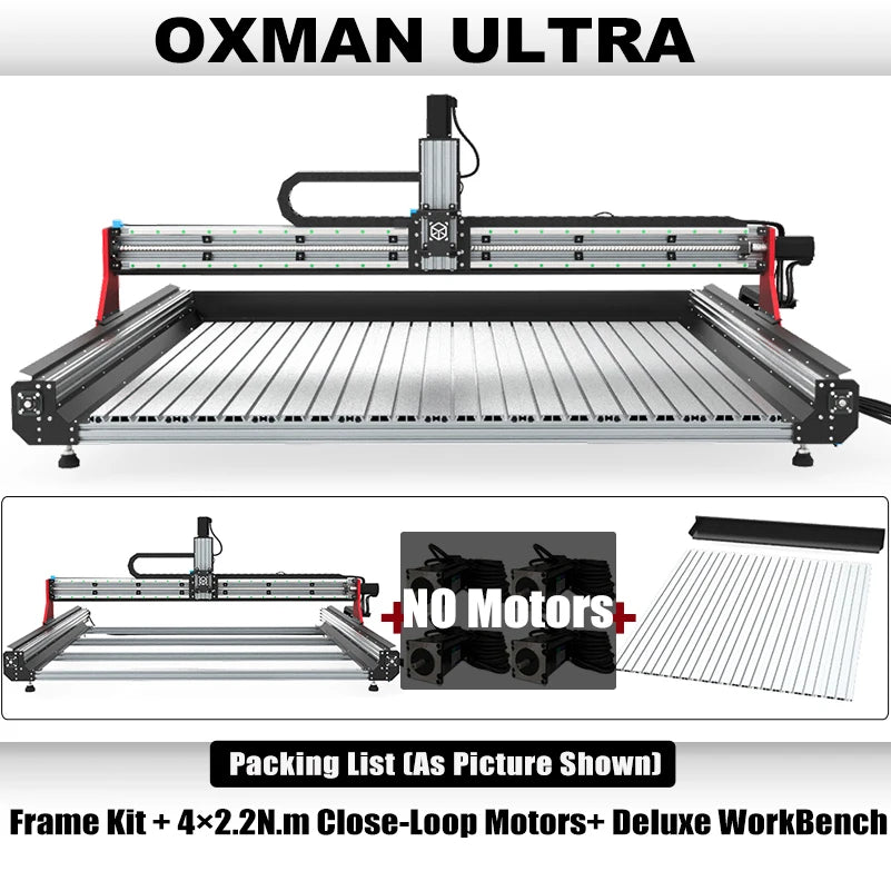 BulkMan3D OXMAN CNC Router Kit SFU1610 Ball Screw Dual Linear Rails 4-Axis Industrial Engraver for Metal Wood Acrylic Cutting