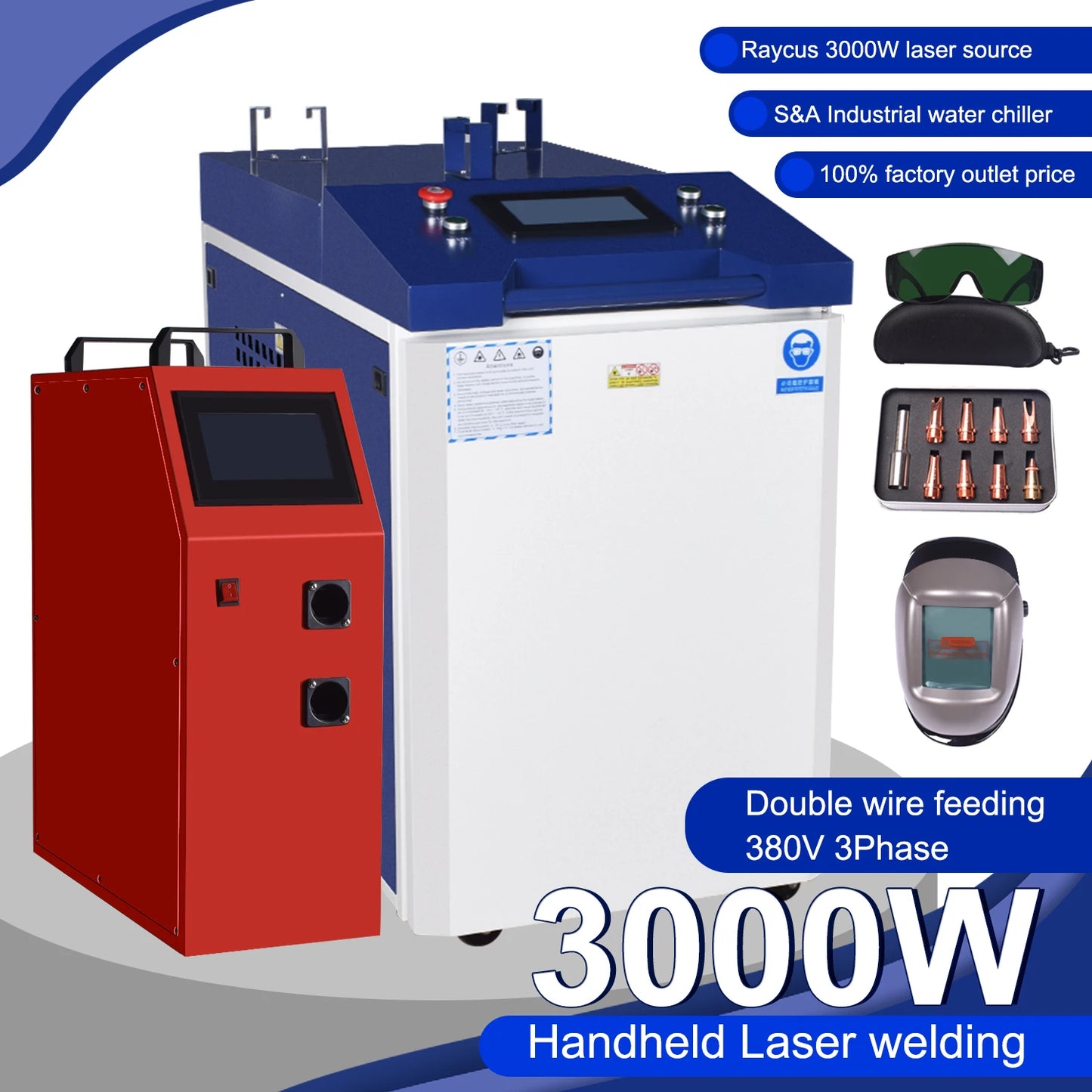 2000W 4 in 1 Laser Welding Cleaning Cutting Machine with Dual Wire Feeder Machine Handheld 3000W Raycus Laser Welder for Metal