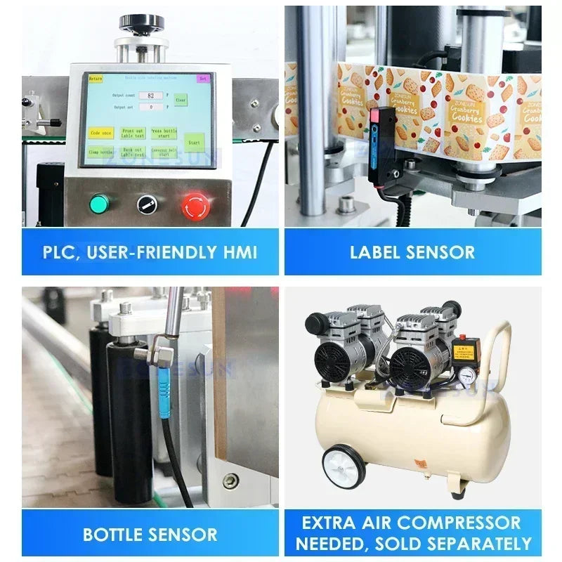 ZONESUN Automatic Tabletop Labeling Machine Wrap Around Labeler Round or Flat Bottles Detergent Beverages Jar ZS-TB300N